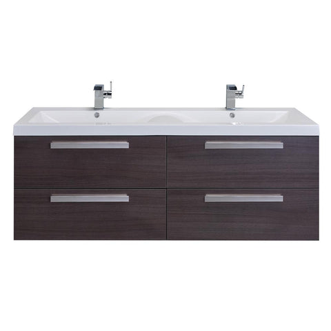Eviva Largo? 57" Grey Oak Modern Bathroom Vanity Set with Integrated White Acrylic Double Sink