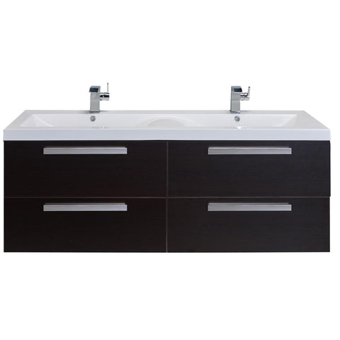 Eviva Largo? 57" Wenge Modern Bathroom Vanity Set with Integrated White Acrylic Double Sink