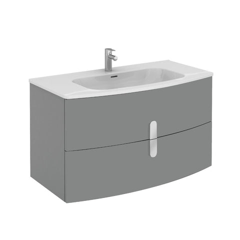 Eviva Cali 39" Wall Mount Grey Modern Bathroom Vanity with White Integrated Porcelain Sink