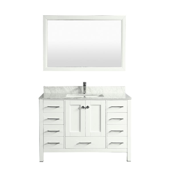 Eviva Aberdeen 48 Transitional White Bathroom Vanity with White Carrera Countertop