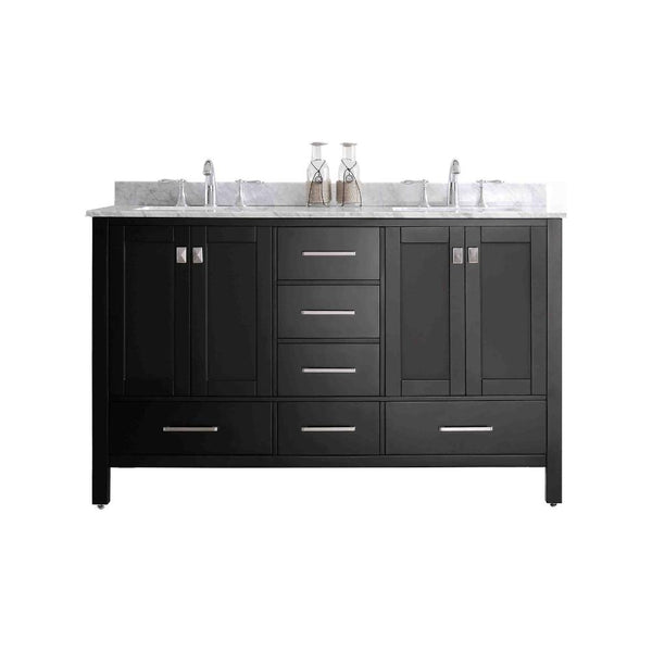 Eviva Aberdeen 60 Transitional Espresso Bathroom Vanity with White Carrera Countertop