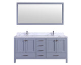 Eviva Aberdeen 72" Transitional Grey Bathroom Vanity with White Carrera Countertop & Double Square Sinks