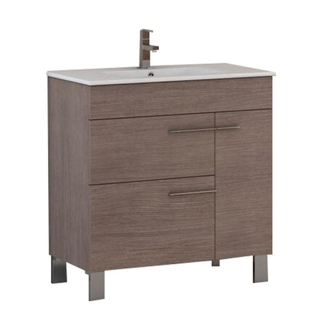 Eviva Cup? 31.5" Medium Oak Modern Bathroom Vanity with White Integrated Porcelain Sink 