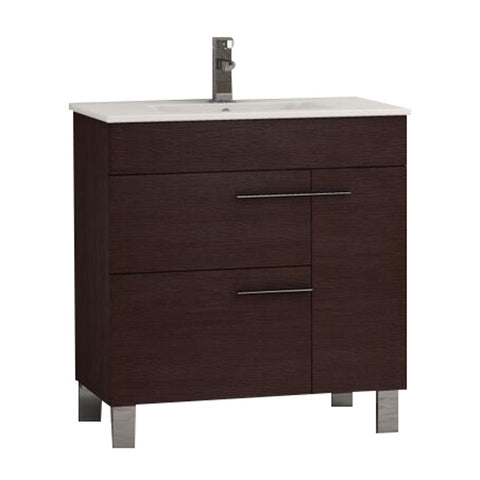 Eviva Cup? 31.5" Wenge (Dark Brown) Modern Bathroom Vanity with White Integrated Porcelain Sink 