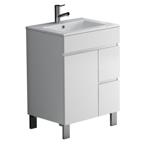 Eviva Link? 24" White Modern Bathroom Vanity with White Integrated Porcelain sink