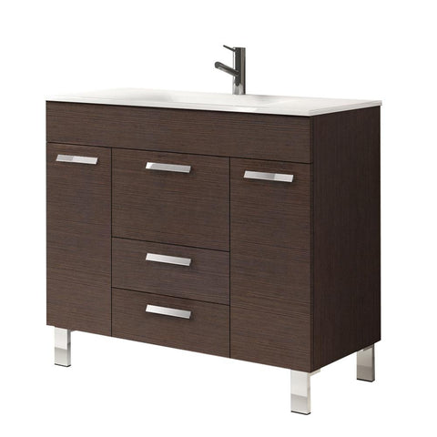Eviva Venus? 36" Wenge Modern Bathroom Vanity  Wall Mount with White Integrated Porcelain Sink