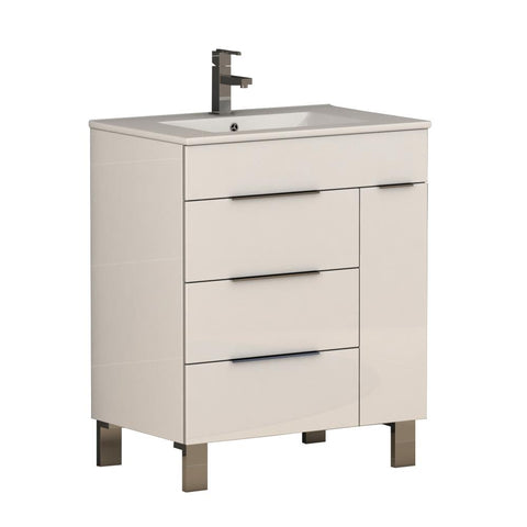Eviva Geminis? 28" White Modern Bathroom Vanity with White Integrated Porcelain Sink 