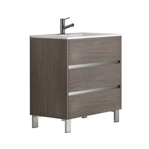 Eviva Escorpio? 32" Medium Oak Modern Bathroom Vanity  Wall Mount with White Integrated Porcelain Sink