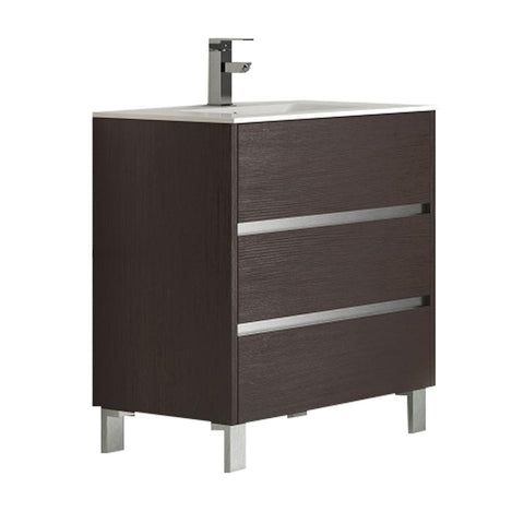 Eviva Escorpio? 32" Wenge Modern Bathroom Vanity  Wall Mount with White Integrated Porcelain Sink