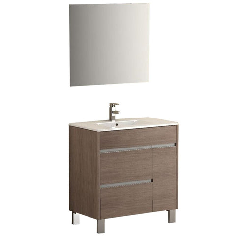 Eviva Tauro? 32" Medium Oak Modern Bathroom Vanity Set with Integrated White Porcelain Sink