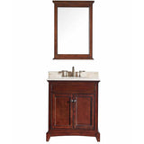 Eviva Elite Stamford? 30" Brown Solid Wood Bathroom Vanity Set with Double OG Crema Marfil Marble Top & White Undermount Porcelain Sink