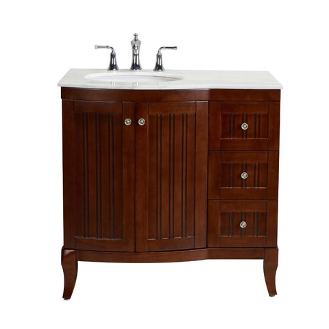 Eviva Odessa Zinc 36" Brown Transitional Bathroom Vanity Set With Counter-top