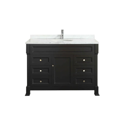 Eviva Tim 48" Espresso Bathroom Vanity with White Carrera Counter-top & Porcelain Sink