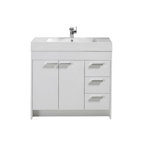 Eviva Lugano 36" White Modern Bathroom Vanity with White Integrated Acrylic Sink 