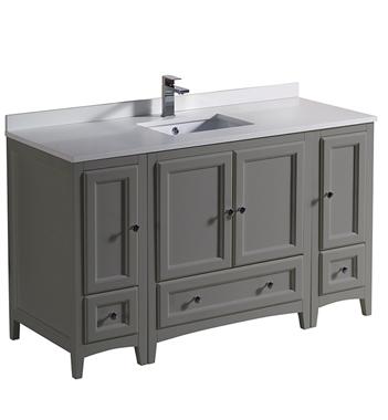 Fresca Oxford 54" Gray Traditional Bathroom Cabinets w/ Top & Sink