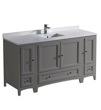 Fresca Oxford 60" Gray Traditional Bathroom Cabinets w/ Top & Sink