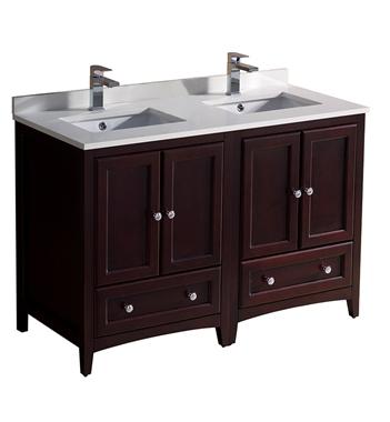 Fresca Oxford 48" Mahogany Traditional Double Sink Bathroom Cabinets w/ Top & Sinks