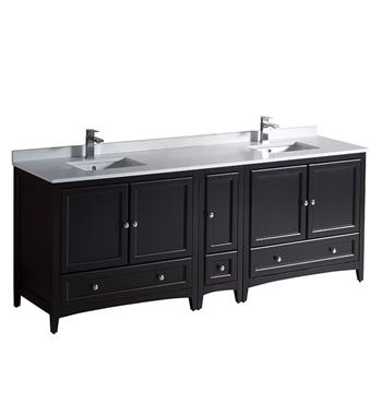 Fresca Oxford 84" Espresso Traditional Double Sink Bathroom Cabinets w/ Top & Sinks