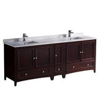 Fresca Oxford 84" Mahogany Traditional Double Sink Bathroom Cabinets w/ Top & Sinks