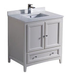 Fresca Oxford 30" Antique White Traditional Bathroom Cabinet w/ Top & Sink