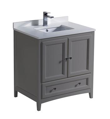 Fresca Oxford 30" Gray Traditional Bathroom Cabinet w/ Top & Sink
