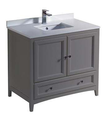 Fresca Oxford 36" Gray Traditional Bathroom Cabinet w/ Top & Sink
