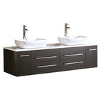 Fresca Bellezza 59" Espresso Modern Double Vessel Sink Cabinet w/ Top & Vessel Sinks
