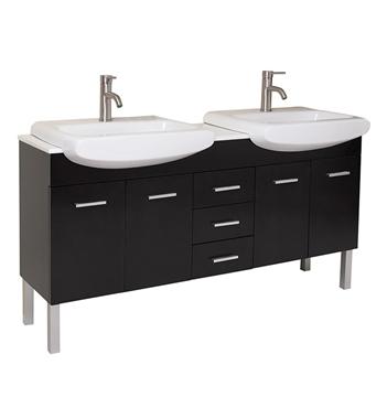 Fresca Vetta 60" Espresso Modern Double Sink Bathroom Vanity w/ Sinks
