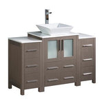 Fresca Torino 48" Gray Oak Modern Bathroom Cabinets w/ Top & Vessel Sink