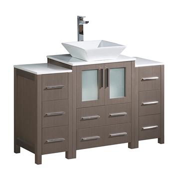 Fresca Torino 48" Gray Oak Modern Bathroom Cabinets w/ Top & Vessel Sink