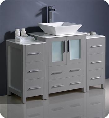 Fresca Torino 48" Gray Modern Bathroom Cabinets w/ Top & Vessel Sink