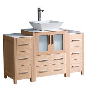 Fresca Torino 48" Light Oak Modern Bathroom Cabinets w/ Top & Vessel Sink