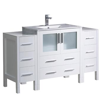 Fresca Torino 54" White Modern Bathroom Cabinets w/ Integrated Sink