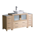 Fresca Torino 60" Light Oak Modern Bathroom Cabinets w/ Top & Vessel Sink