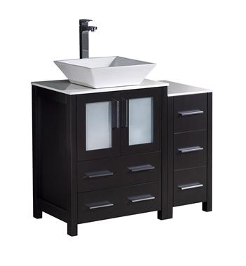 Fresca Torino 36" Espresso Modern Bathroom Cabinets w/ Top & Vessel Sink