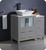 Fresca Torino 36" Gray Modern Bathroom Cabinets w/ Top & Vessel Sink