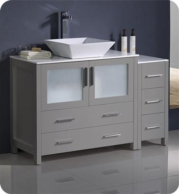 Fresca Torino 48" Gray Modern Bathroom Cabinets w/ Top & Vessel Sink