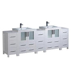Fresca Torino 84" White Modern Double Sink Bathroom Cabinets w/ Integrated Sinks