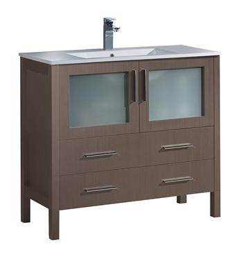 Fresca Torino 36" Gray Oak Modern Bathroom Cabinet w/ Integrated Sink