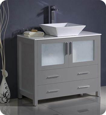 Fresca Torino 36" Gray Modern Bathroom Cabinet w/ Vessel Sink
