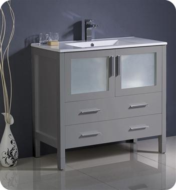 Fresca Torino 36" Gray Modern Bathroom Cabinet w/ Integrated Sink