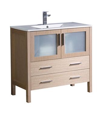 Fresca Torino 36" Light Oak Modern Bathroom Cabinet w/ Integrated Sink