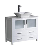 Fresca Torino 36" White Modern Bathroom Cabinet w/ Top & Vessel Sink