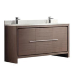 Fresca Allier 60" Gray Oak Modern Double Sink Bathroom Cabinet w/ Top & Sinks