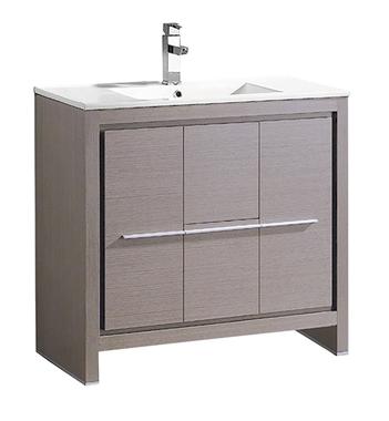 Fresca Allier 36" Gray Oak Modern Bathroom Cabinet w/ Sink