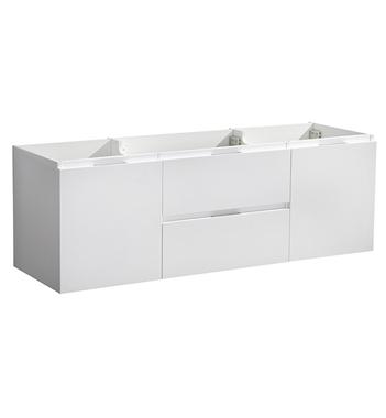 Fresca Valencia 60" Glossy White Wall Hung Double Sink Modern Bathroom Cabinet 