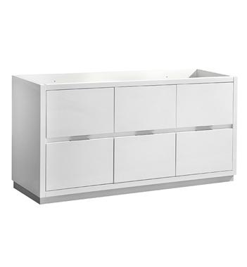 Fresca Valencia 48" Glossy White Free Standing Double Sink Modern Bathroom Cabinet 
