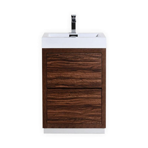 Bliss 24" Walnut Free Standing Modern Bathroom Vanity