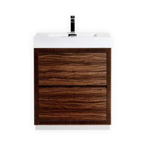 Bliss 30" Walnut Free Standing Modern Bathroom Vanity