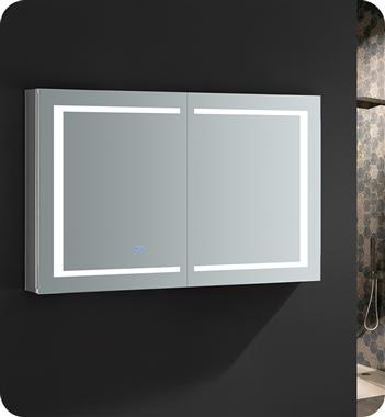 Fresca Spazio 48" Wide x 30" Tall Bathroom Medicine Cabinet w/ LED Lighting & Defogger